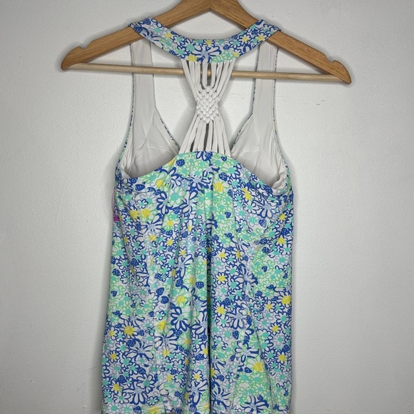 Lilly Pulitzer luxletic Blue and Green Floral Top with Knotted Detail - Picture 4 of 6
